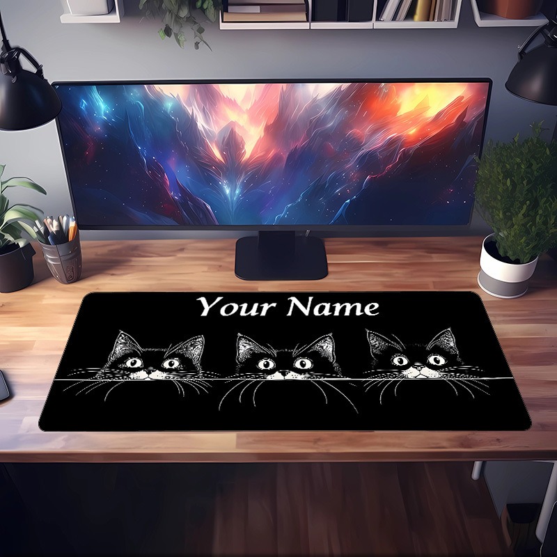 Cute 3 Black Cats Custom Desk  - đánh giá và giá Pc Gaming Names